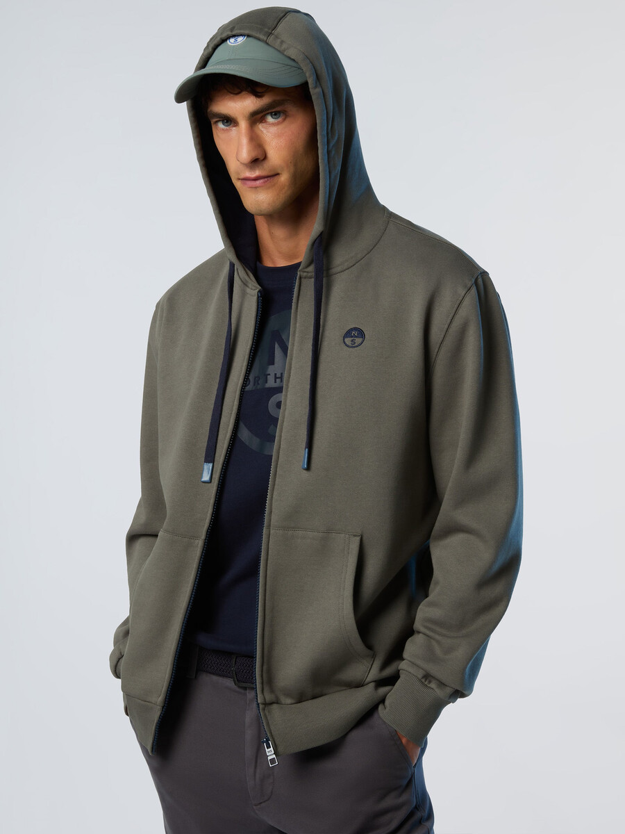 sudadera con capucha y cremallera completa con logotipo bordado