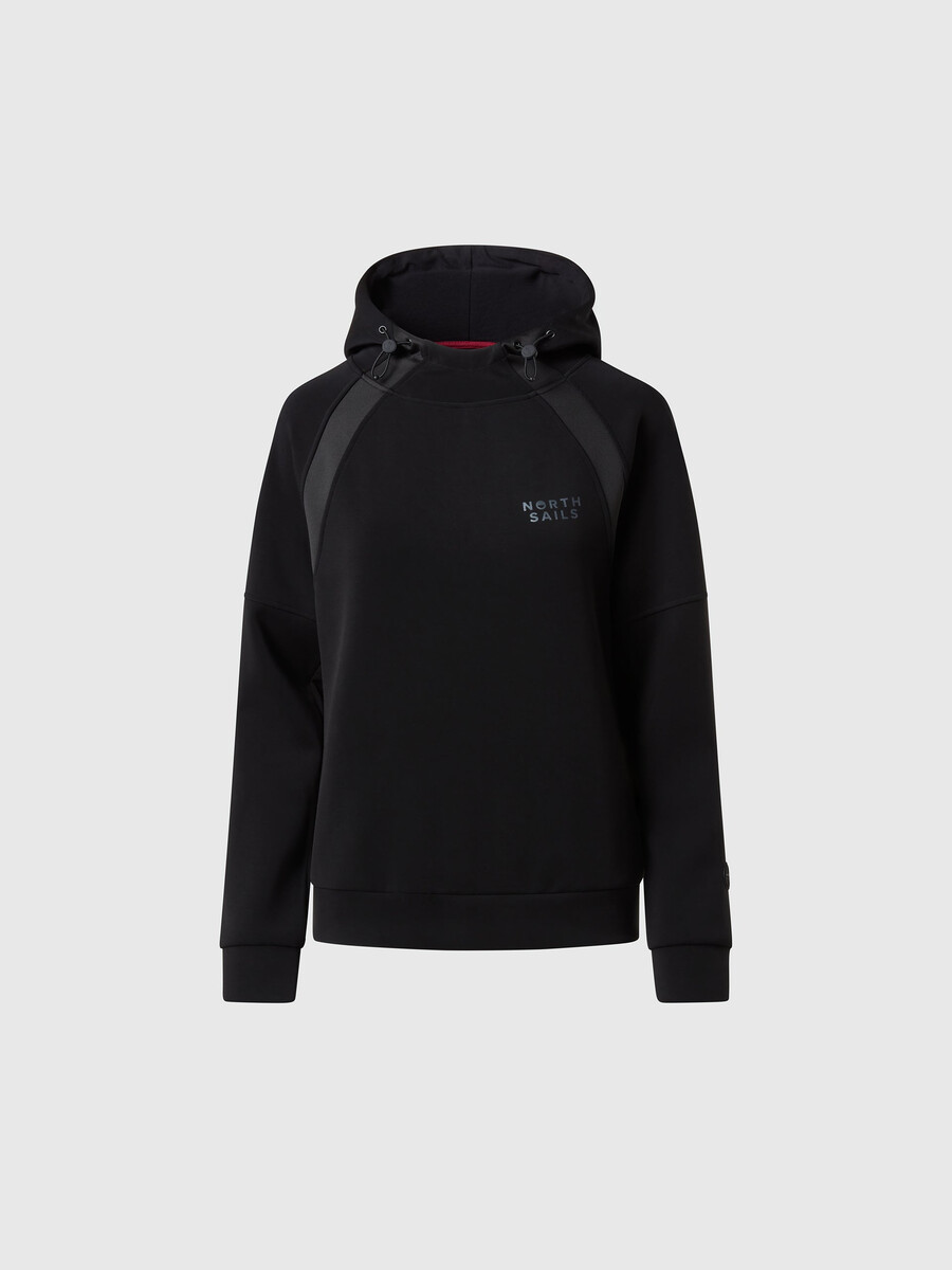 sudadera con capucha y botón de buceo
