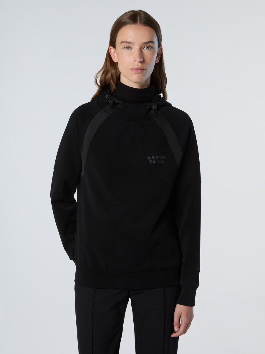 sudadera con capucha y botón de buceo