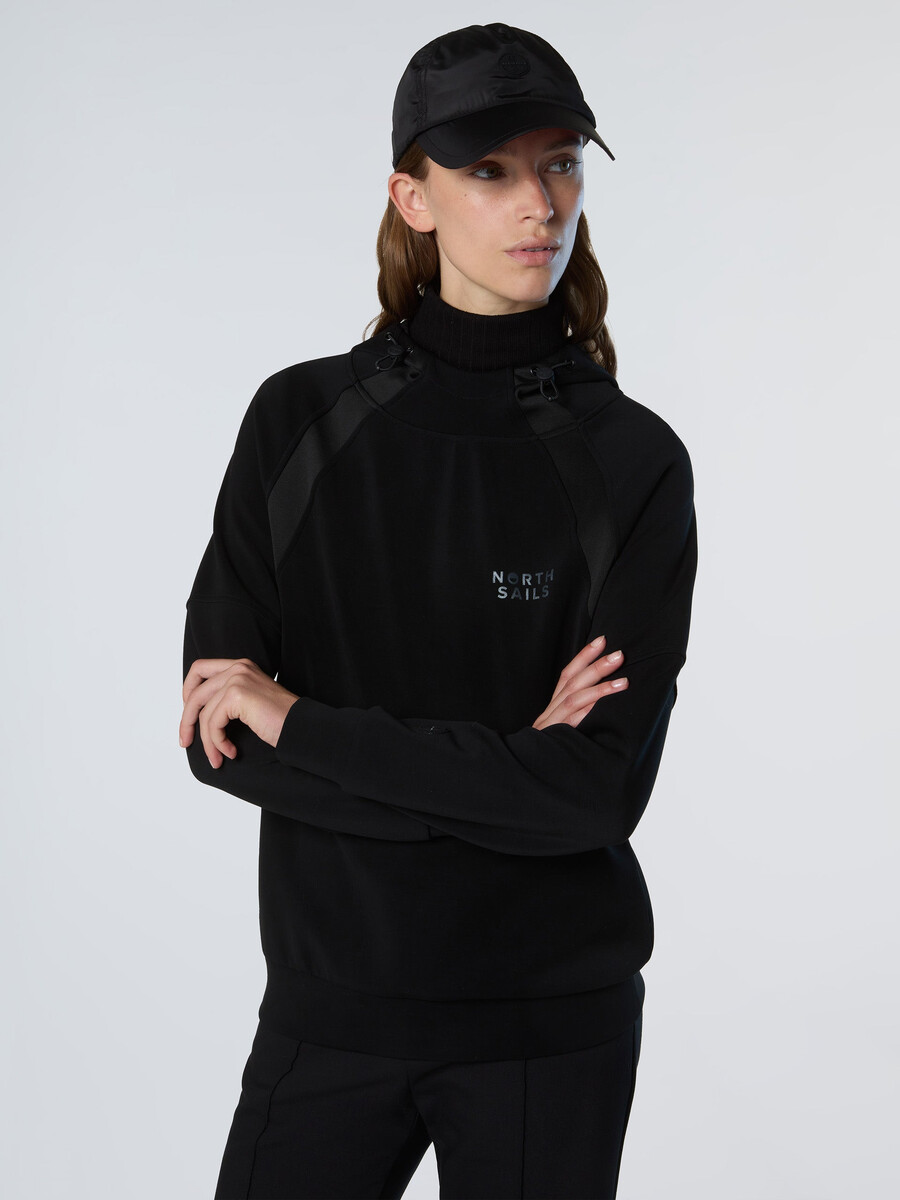 sudadera con capucha y botón de buceo