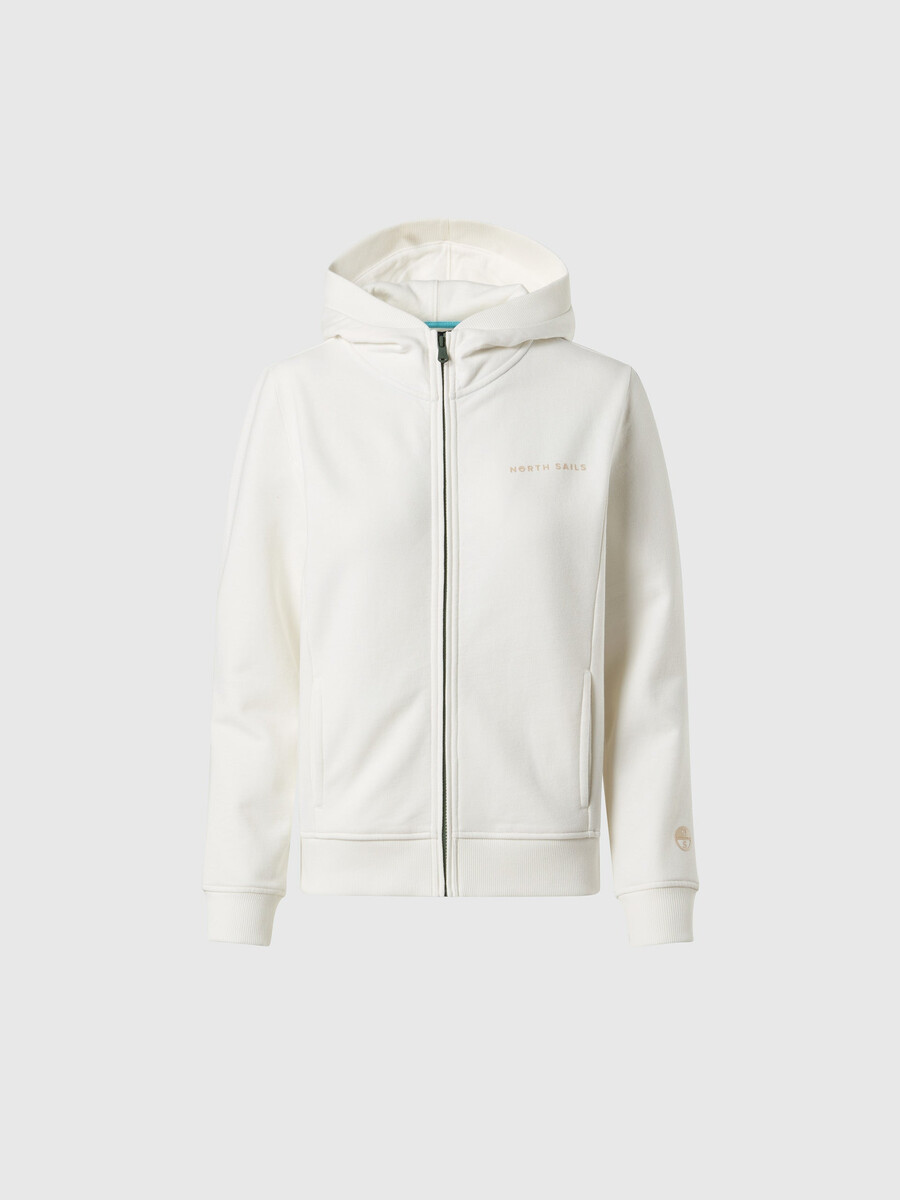 sudadera con capucha y cremallera completa con logotipo tonal