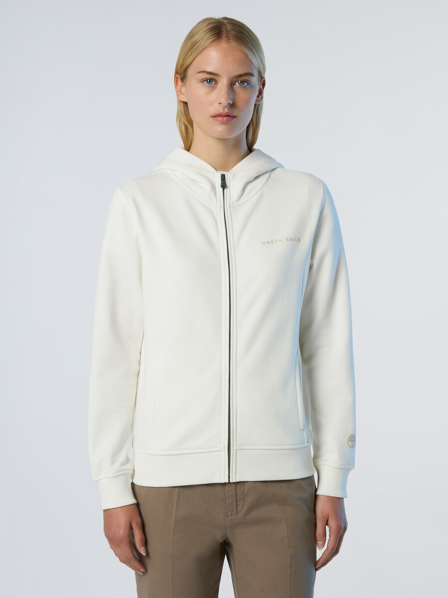 sudadera con capucha y cremallera completa con logotipo tonal