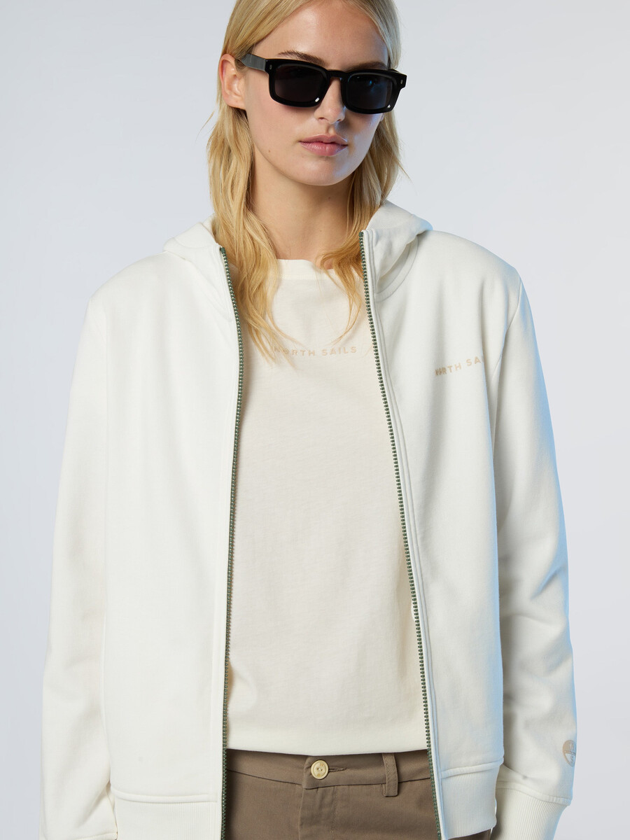 sudadera con capucha y cremallera completa con logotipo tonal