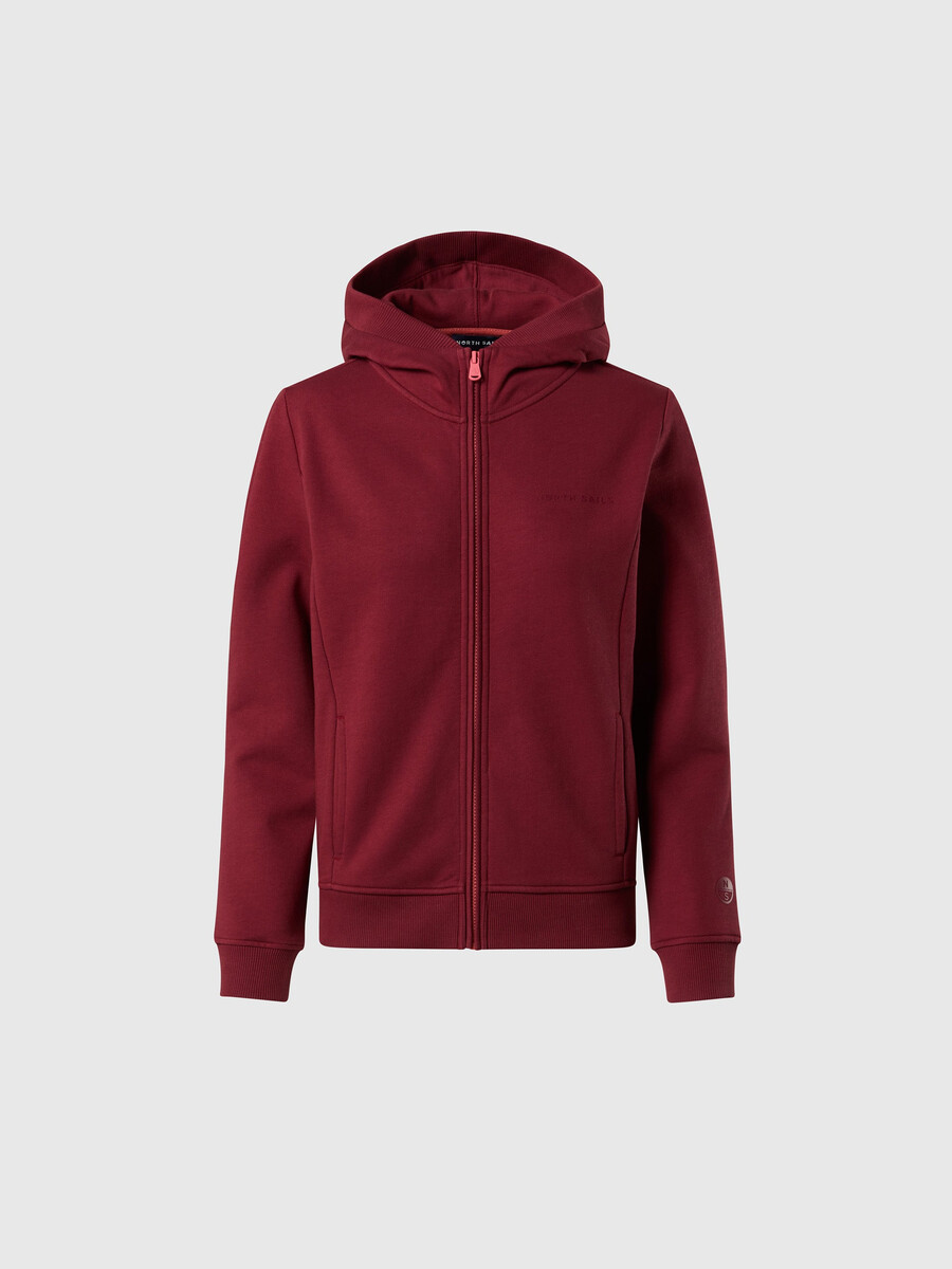 sudadera con capucha y cremallera completa con logotipo tonal