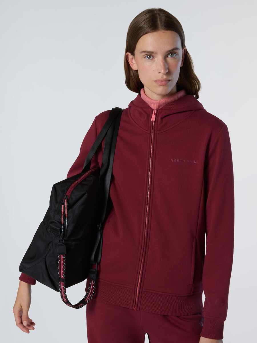 sudadera con capucha y cremallera completa con logotipo tonal