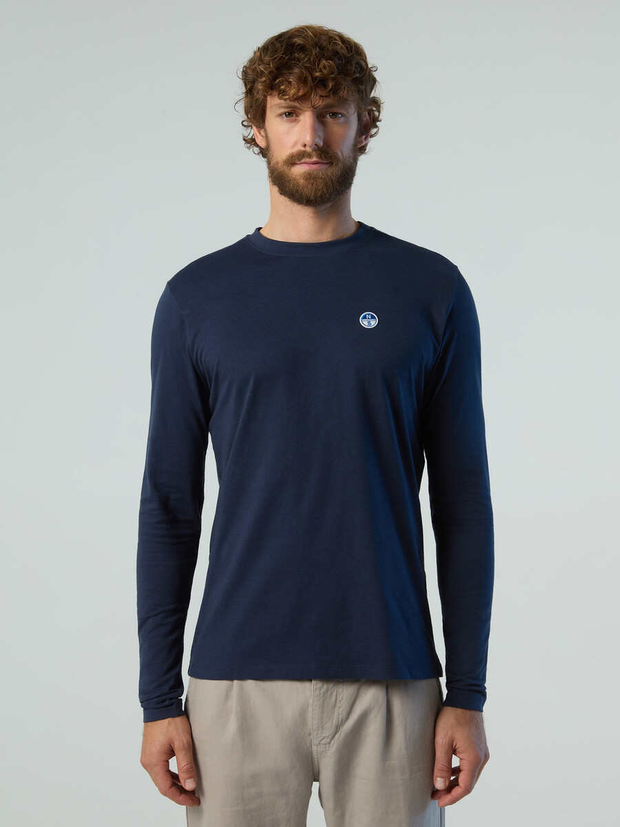 camiseta de manga larga con parche de logo
