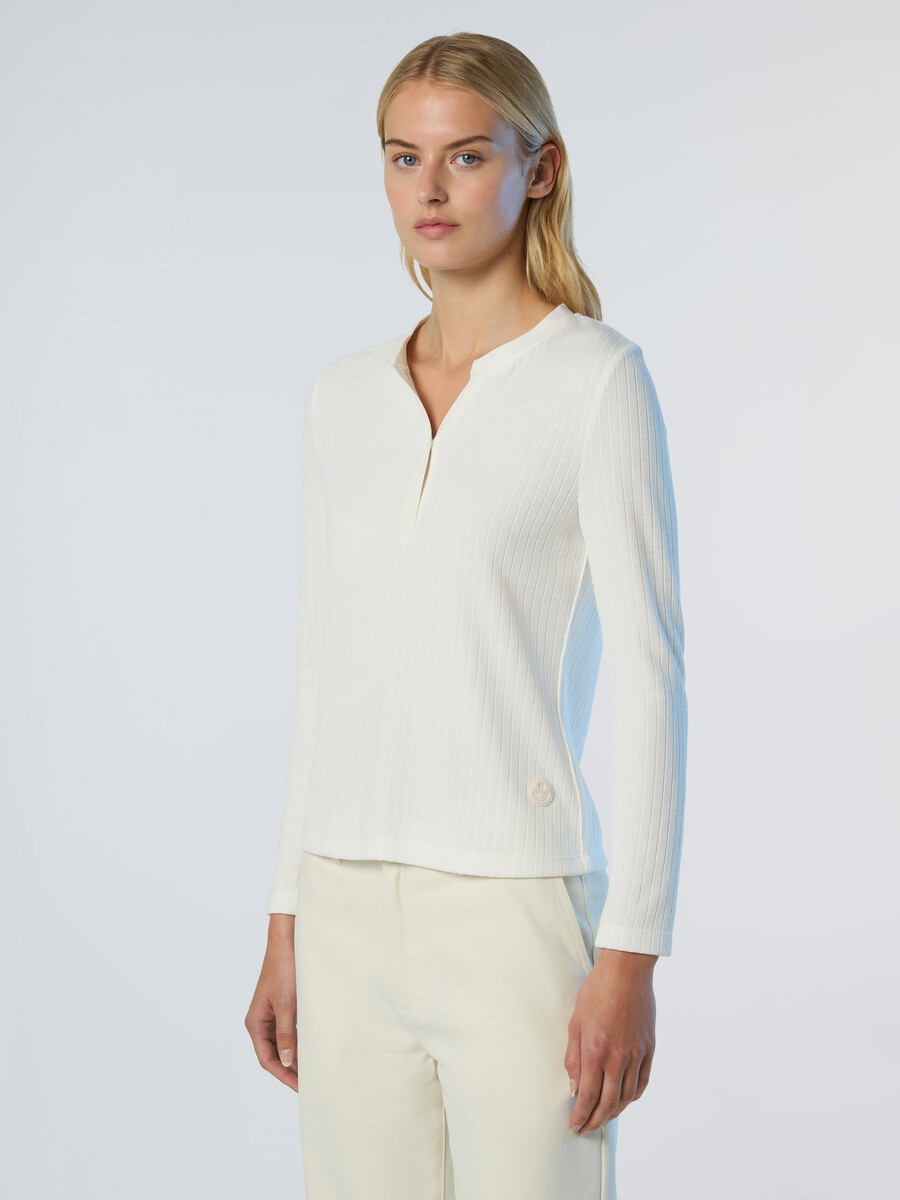 top henley de punto acanalado