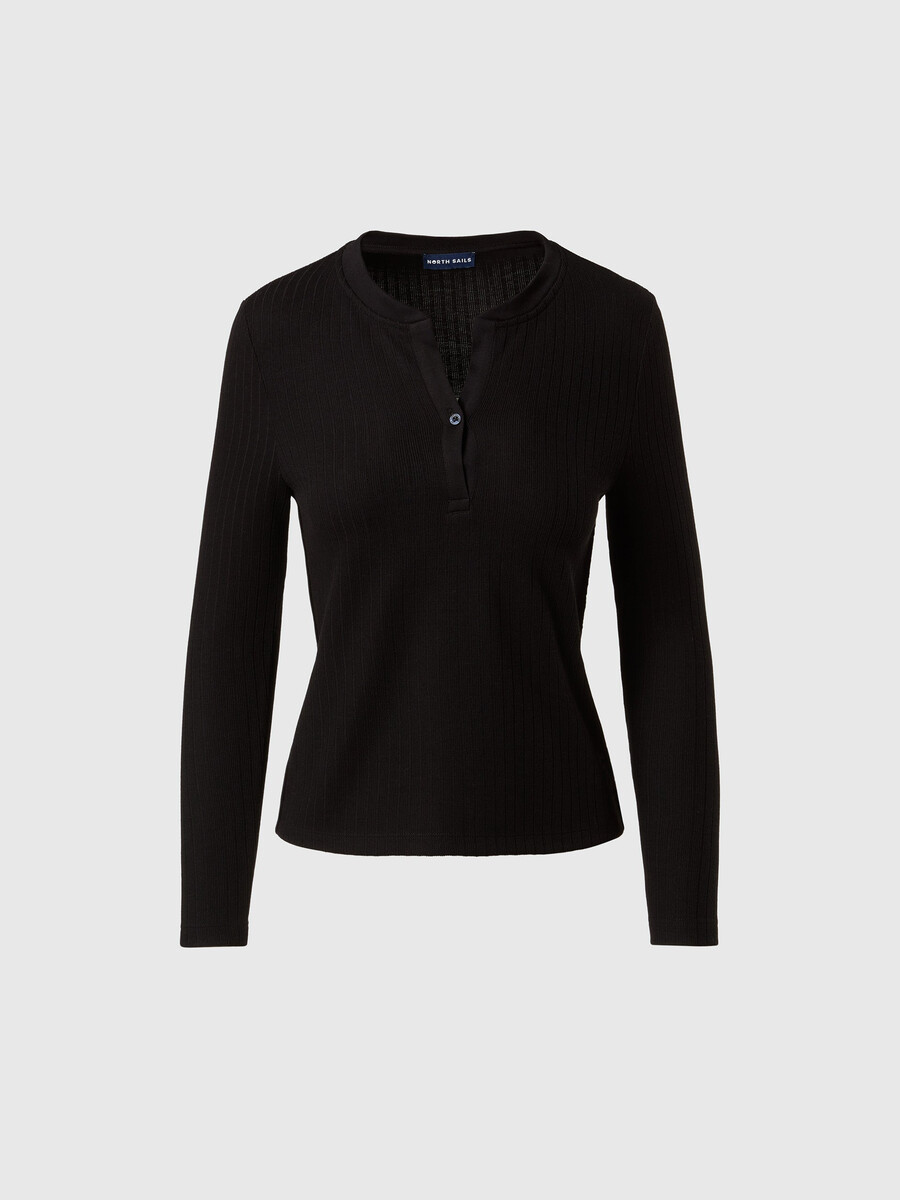 top henley de punto acanalado