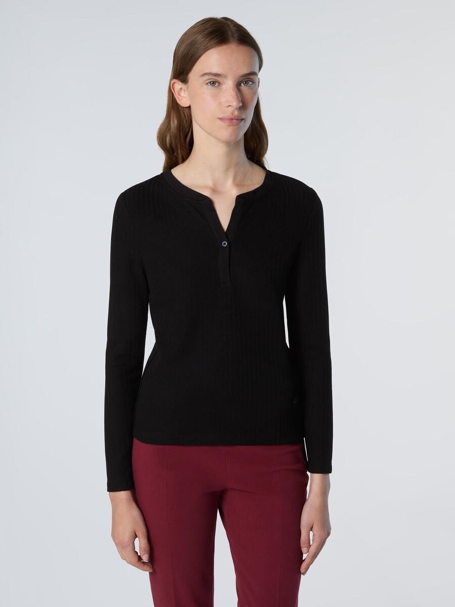 top henley de punto acanalado