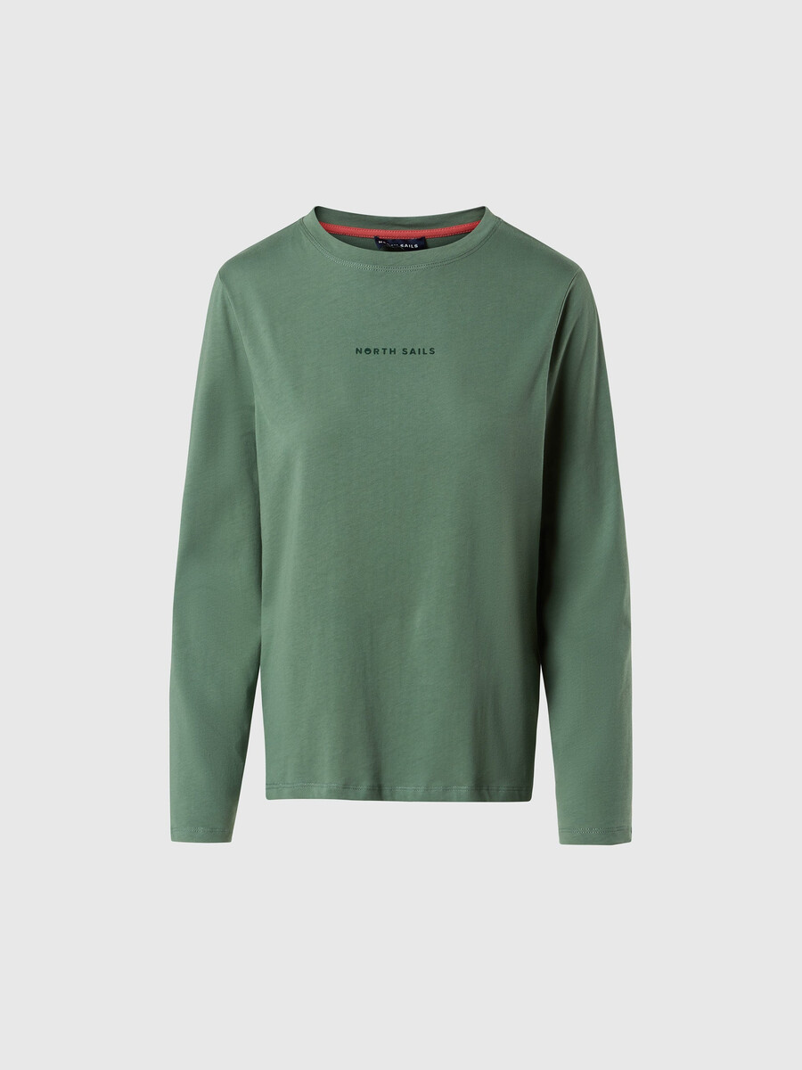 camiseta de manga larga con logotipo en relieve